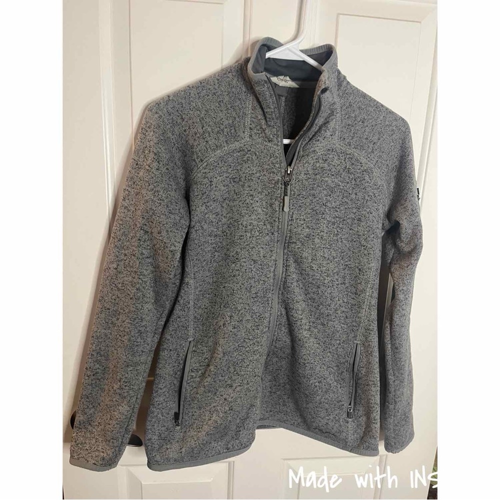 Eddie Bauer Gray Textured Fleece Zippered Jacket